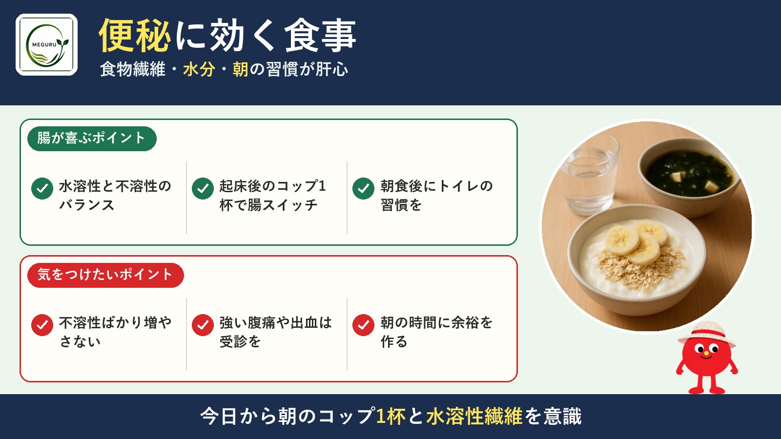 便秘に効く食事とは？食物繊維・水分・朝の習慣｜3日出ない人のための見直しガイド
