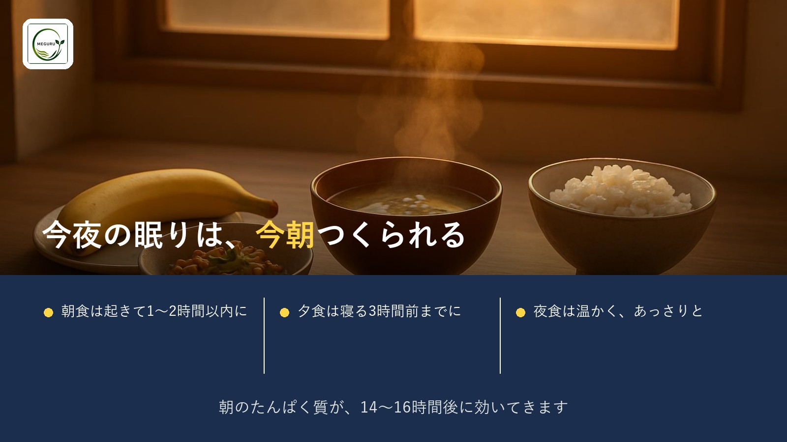 眠りを変える食事の時間割|朝のたんぱく質が、今夜の眠りをつくる