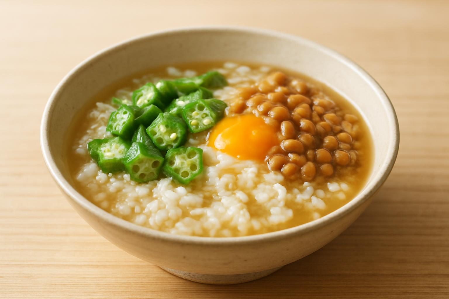 オクラと納豆の雑炊