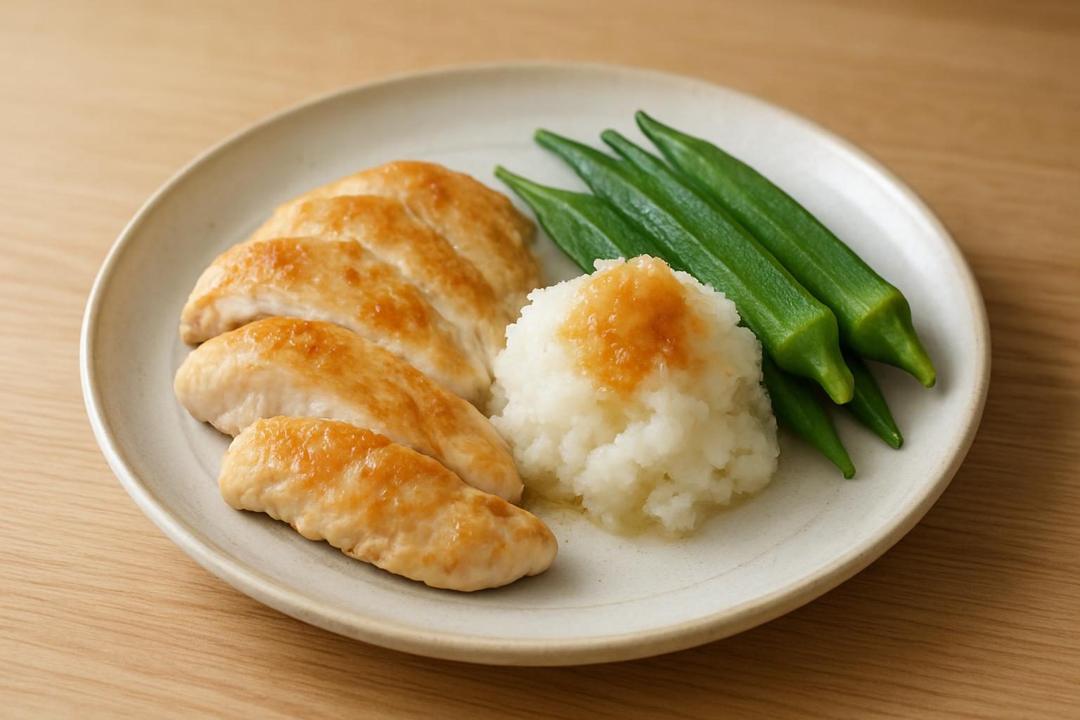 鶏むね肉のオクラおろし添え
