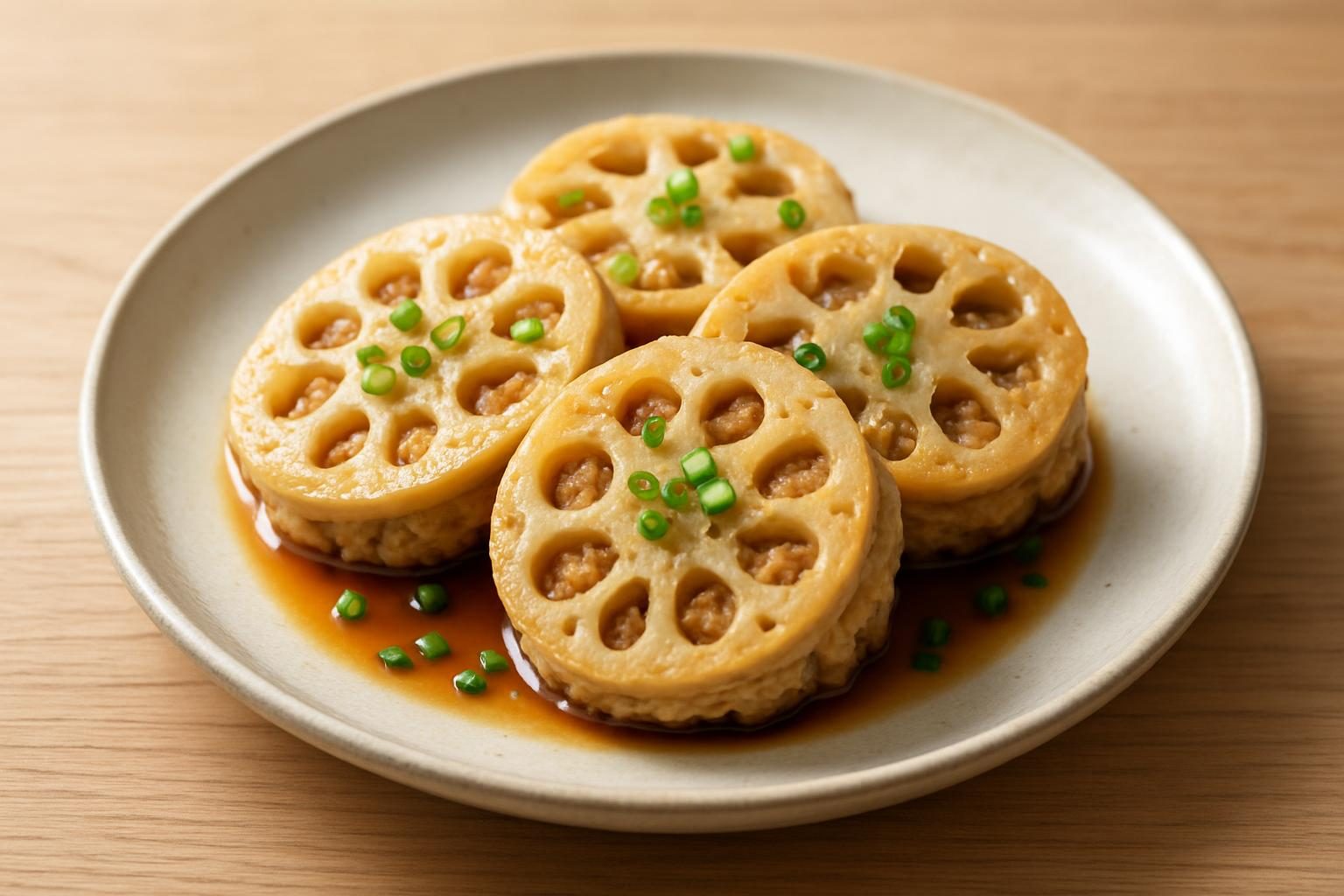 れんこんと鶏ひき肉のはさみ蒸し