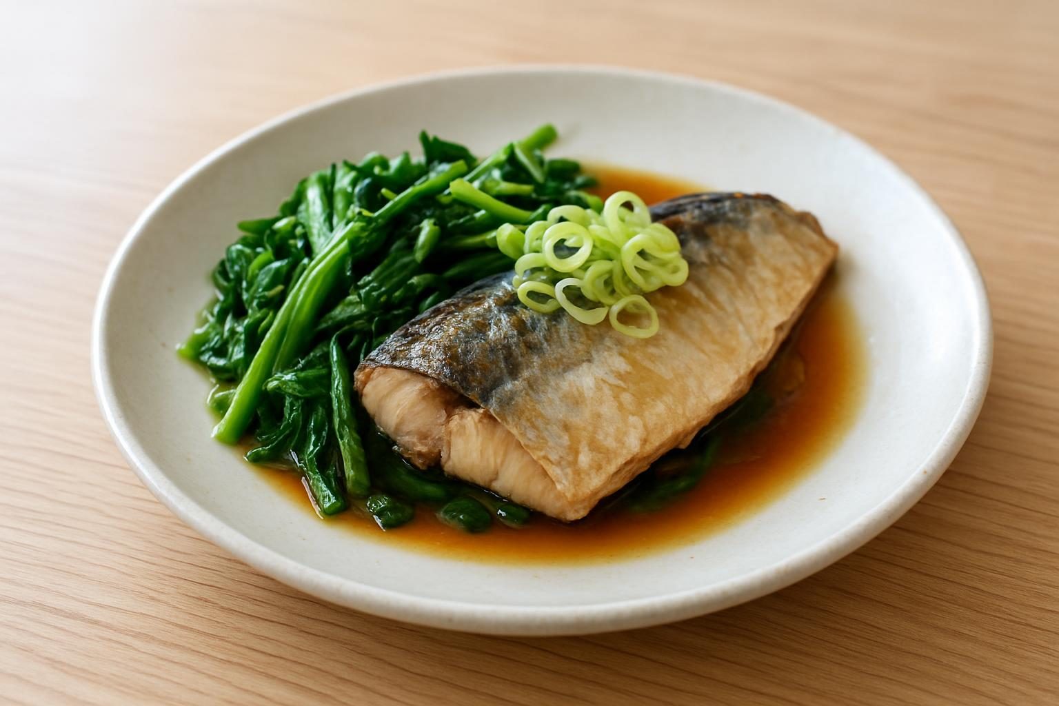 ほうれん草とあじのレンジ蒸し