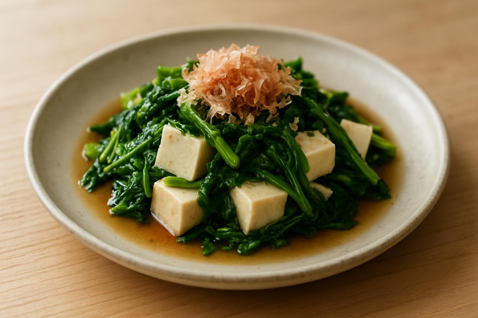 春菊と豆腐のおひたし