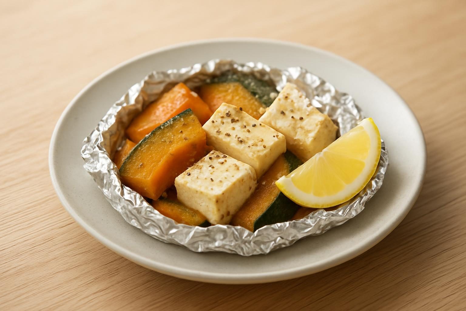 かぼちゃと豆腐のホイル焼き