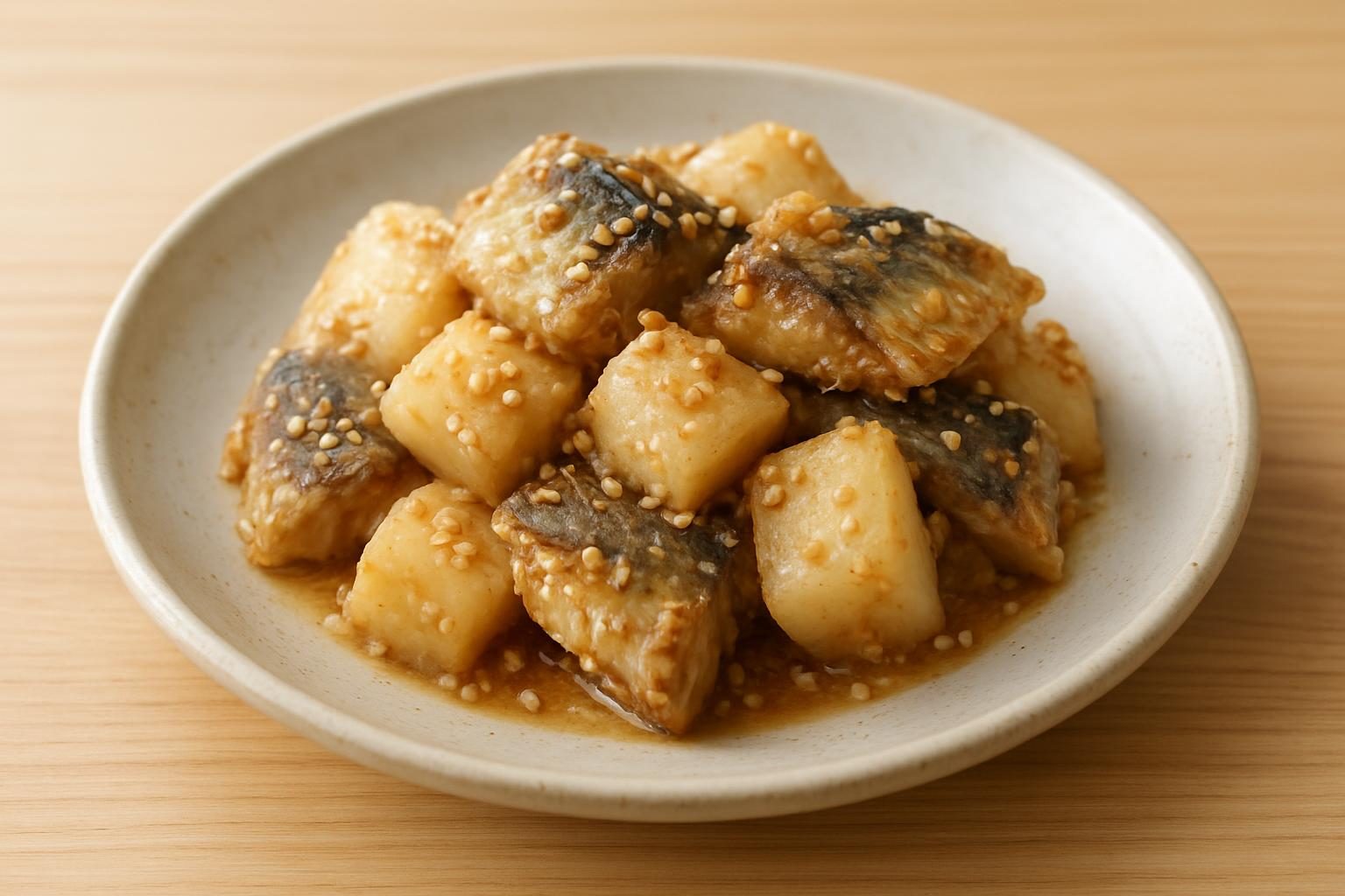 長芋とあじのごま和え
