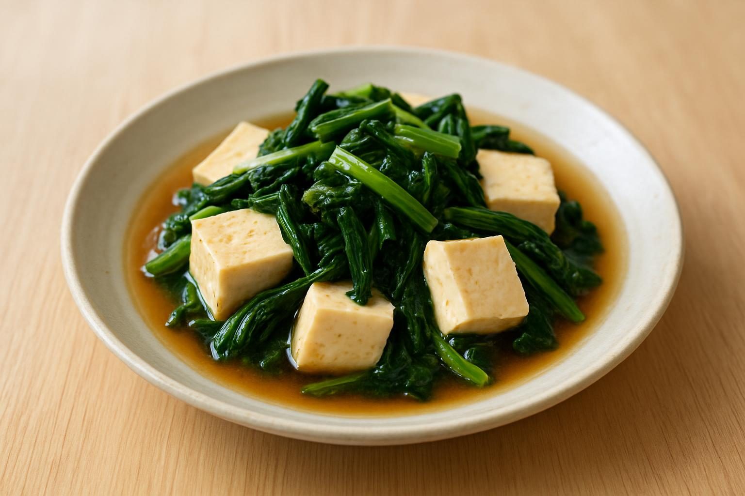 ほうれん草と豆腐のさっと煮