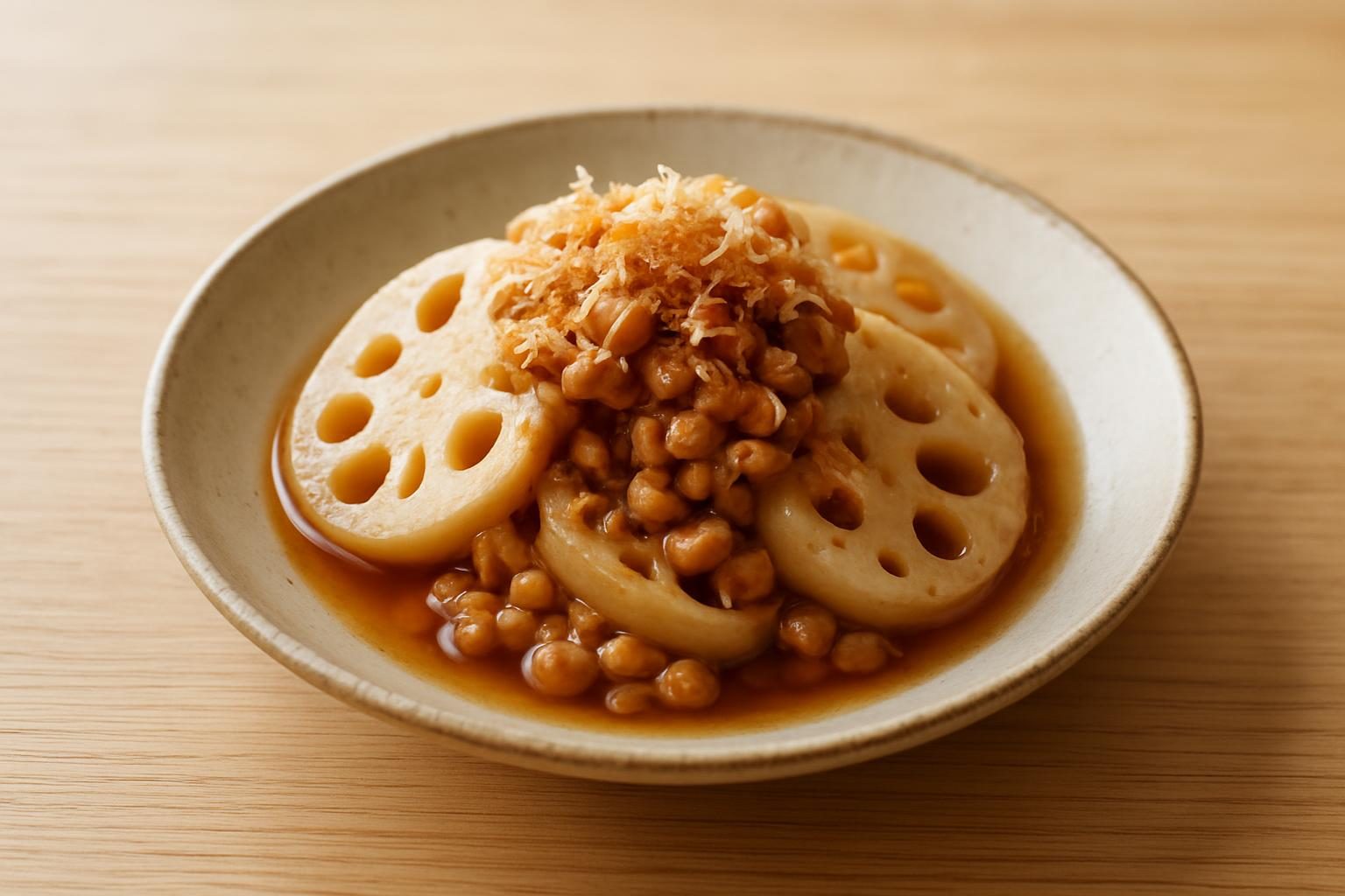 れんこんと納豆のおひたし