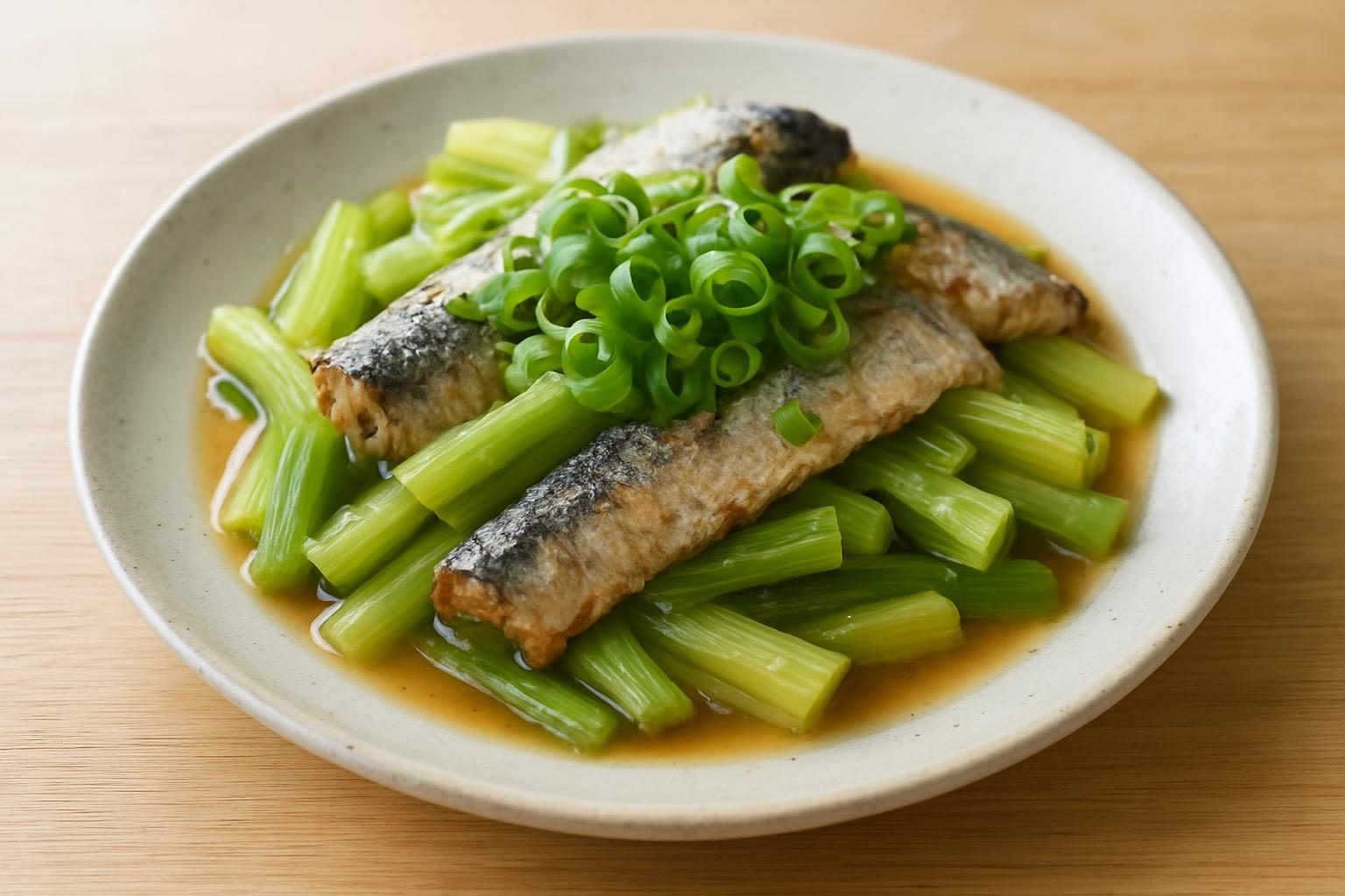 セロリといわしのレンジ蒸し