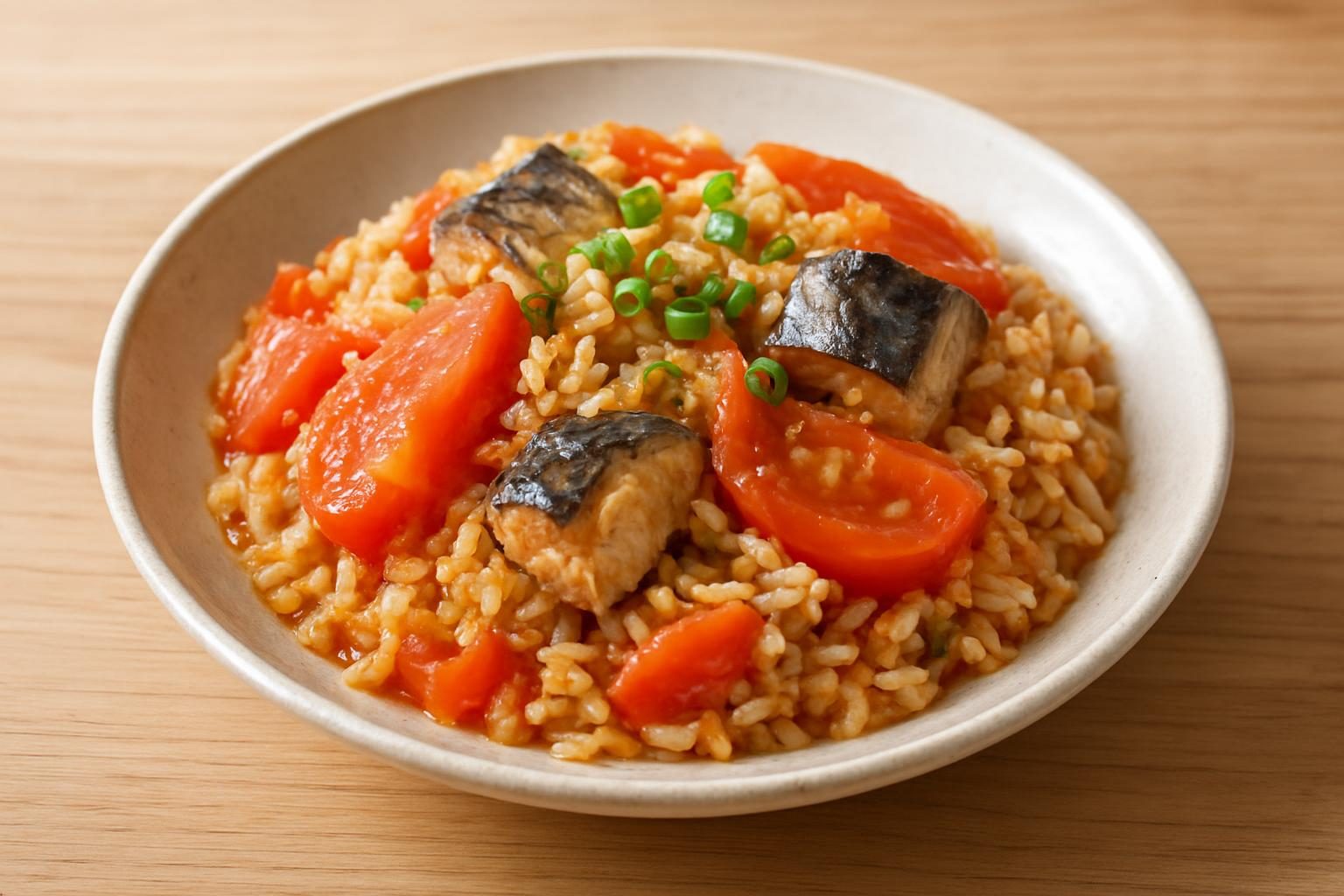 トマトとさばの炊き込みご飯