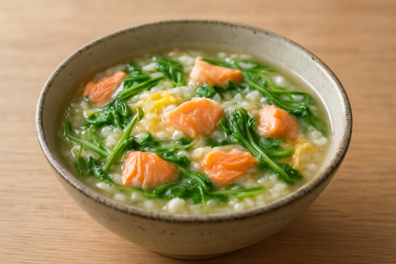 水菜と鮭の雑炊