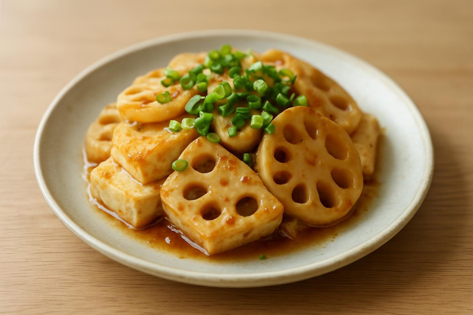 れんこんと豆腐の香味だれ