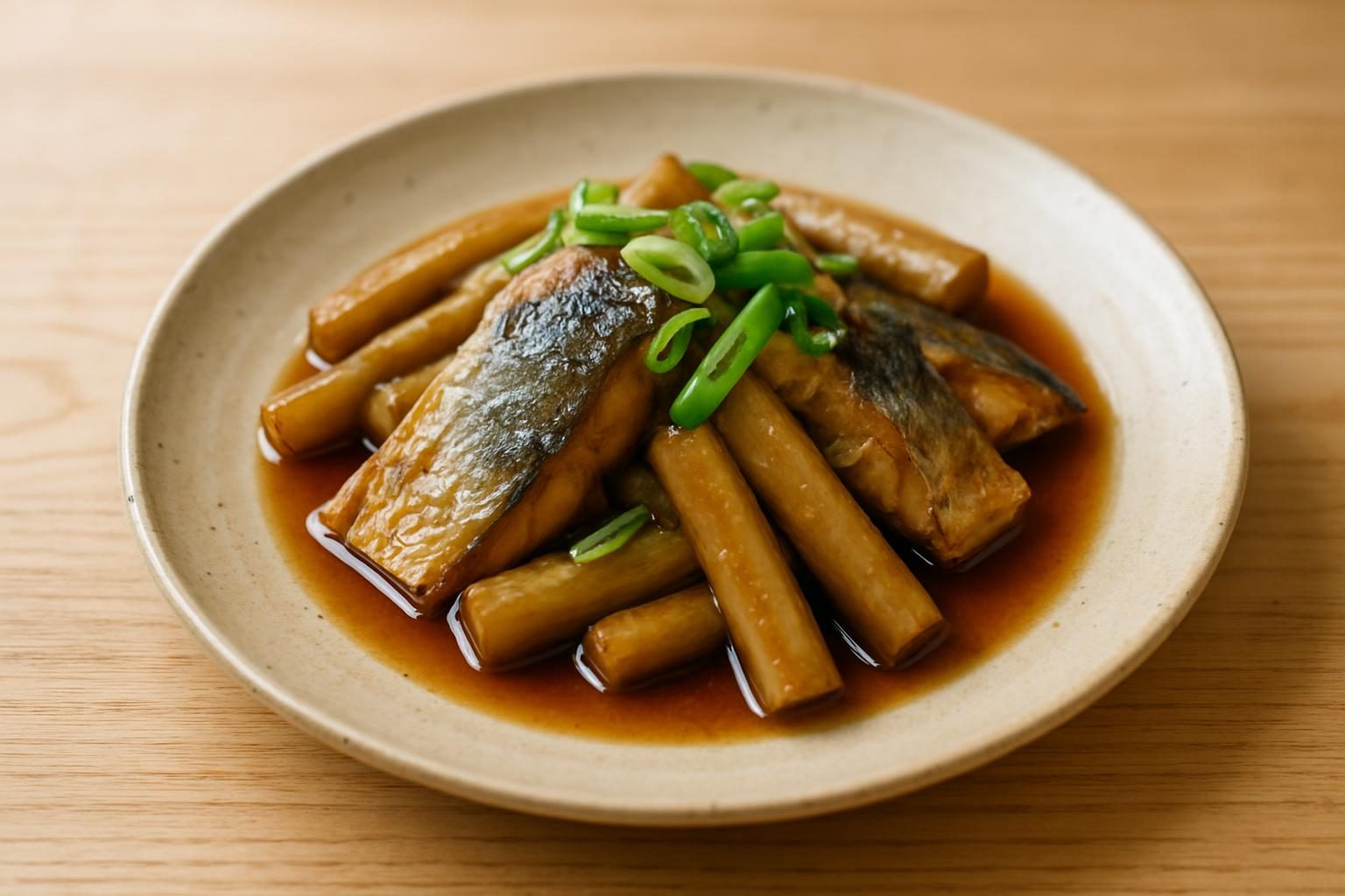 ごぼうとあじの香味だれ