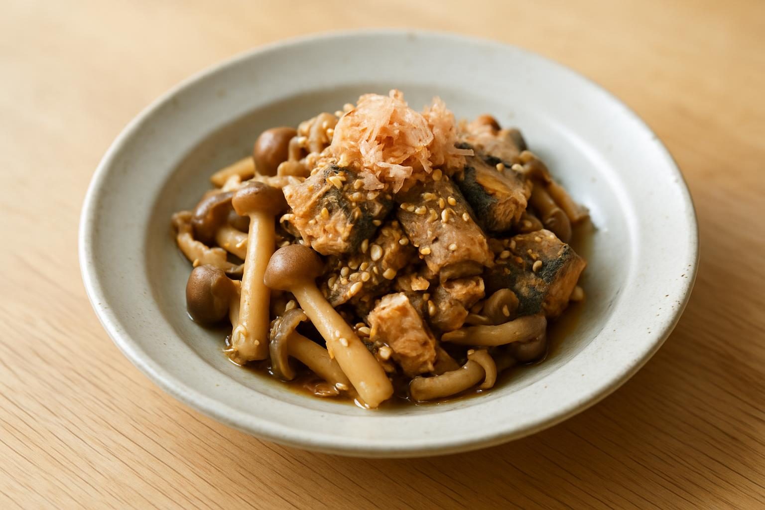 きのことサバ缶の和え物