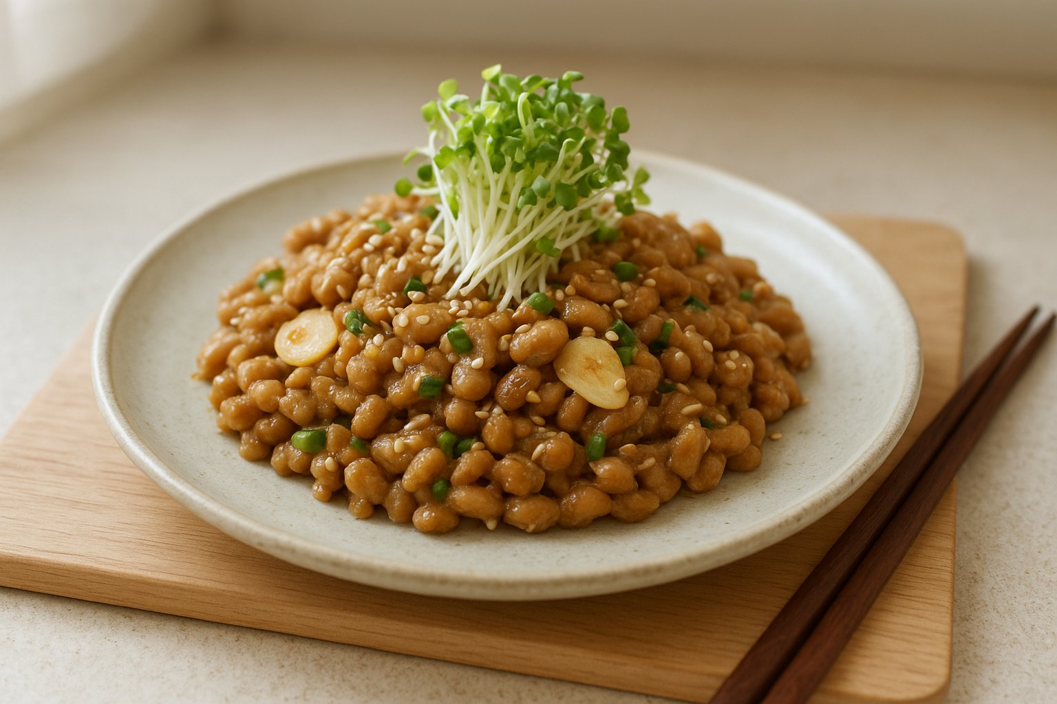 ブロッコリースプラウトと納豆の炒め物