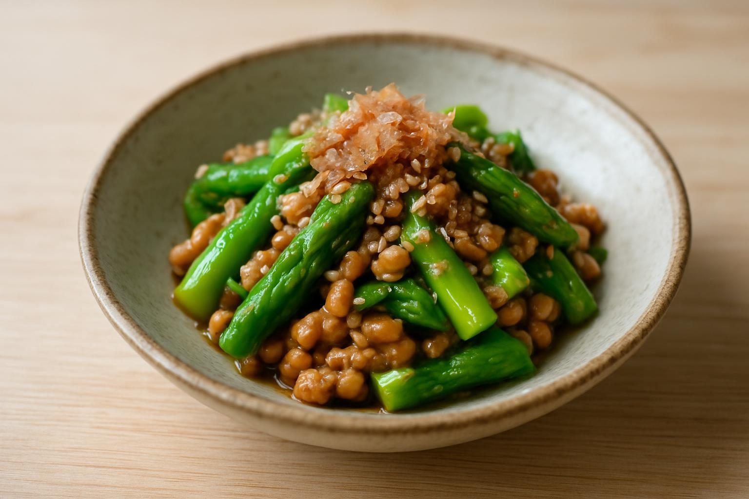 アスパラと納豆の和え物