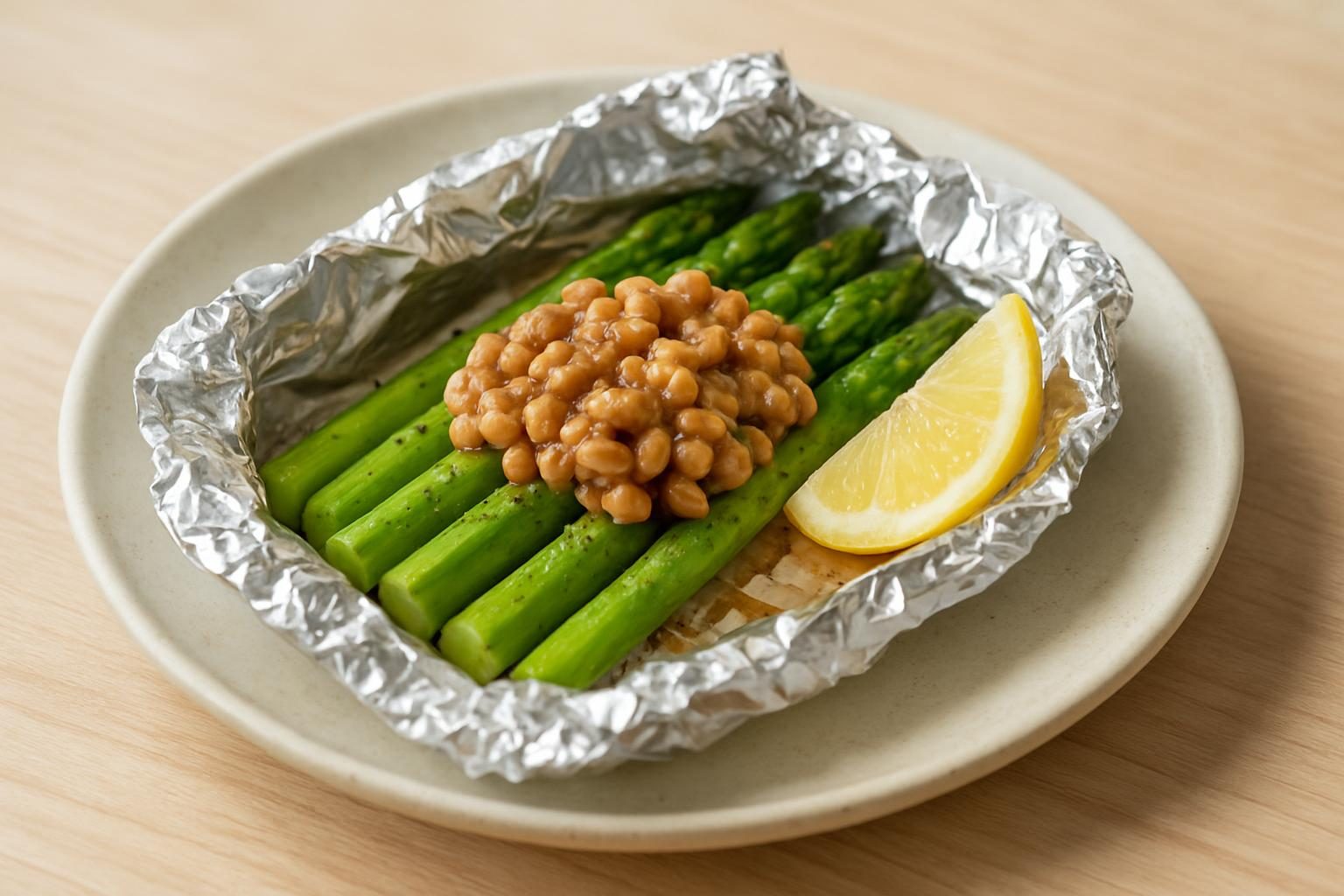 アスパラと納豆のホイル焼き