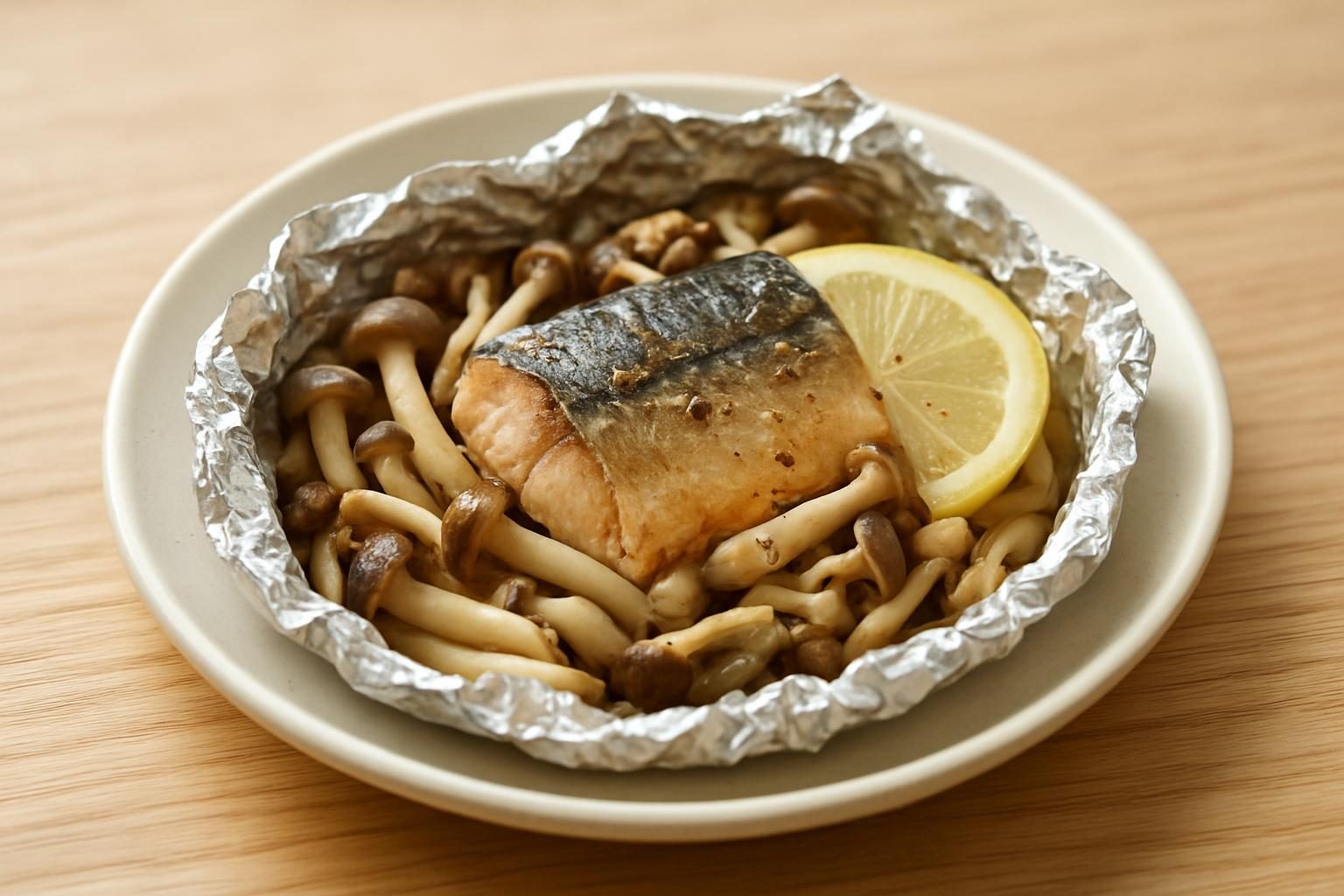 きのことサバ缶のホイル焼き