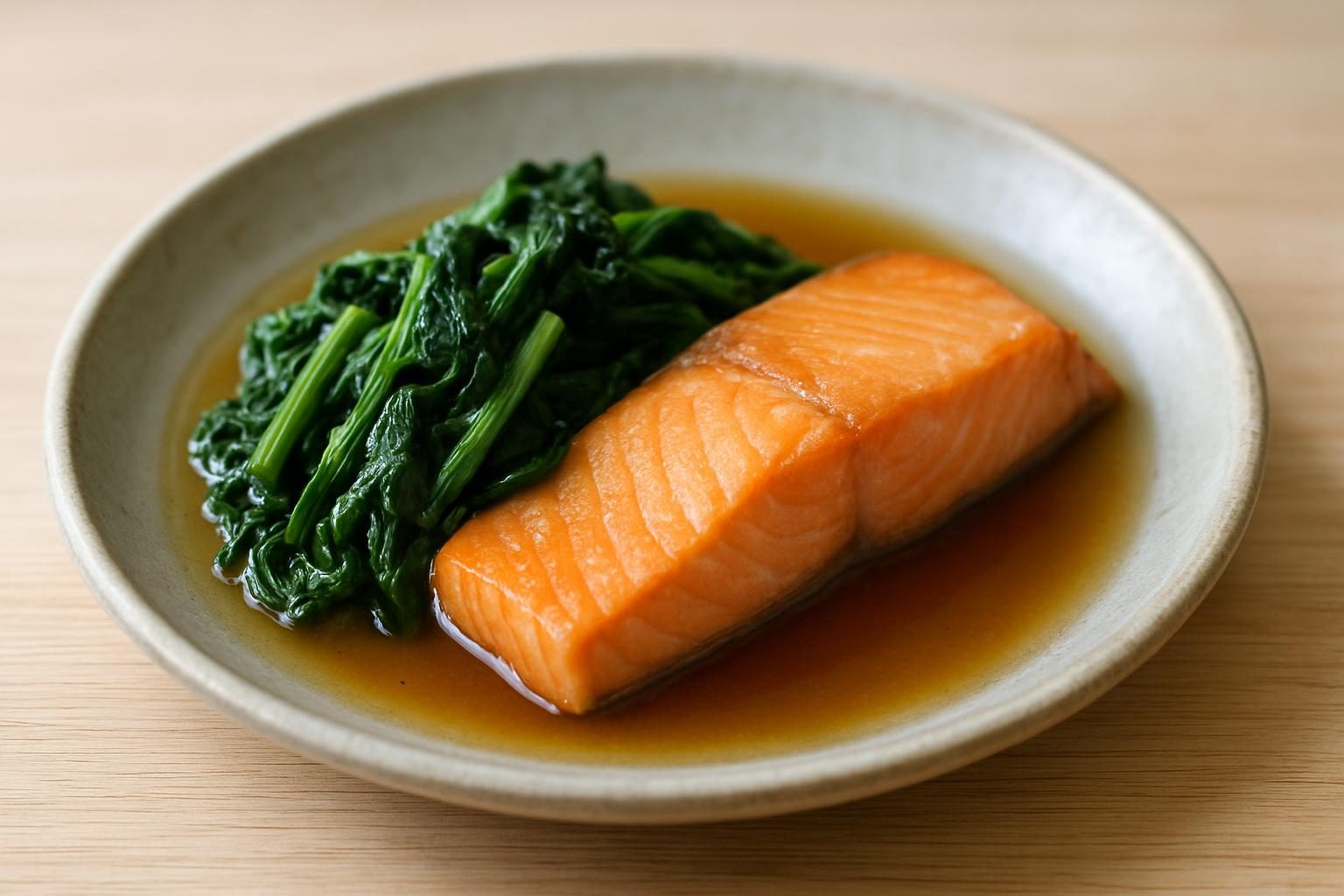ほうれん草と鮭の煮浸し