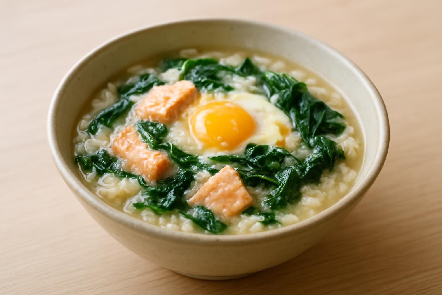ほうれん草と鮭の雑炊