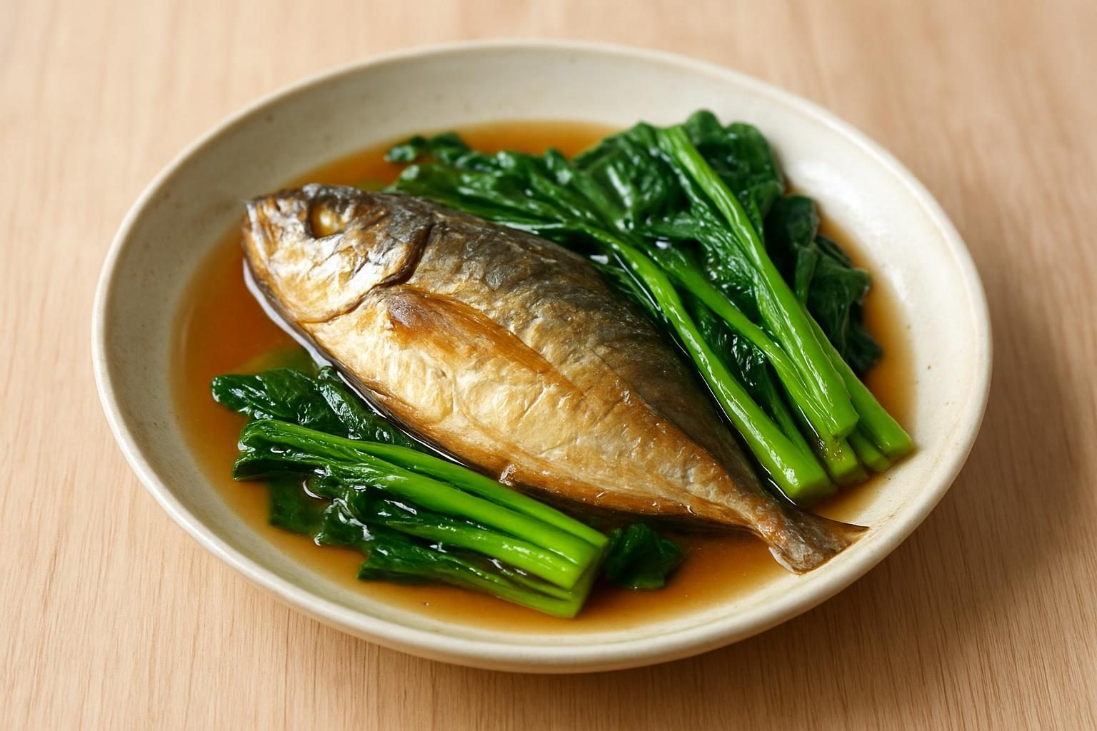 小松菜とあじのさっと煮