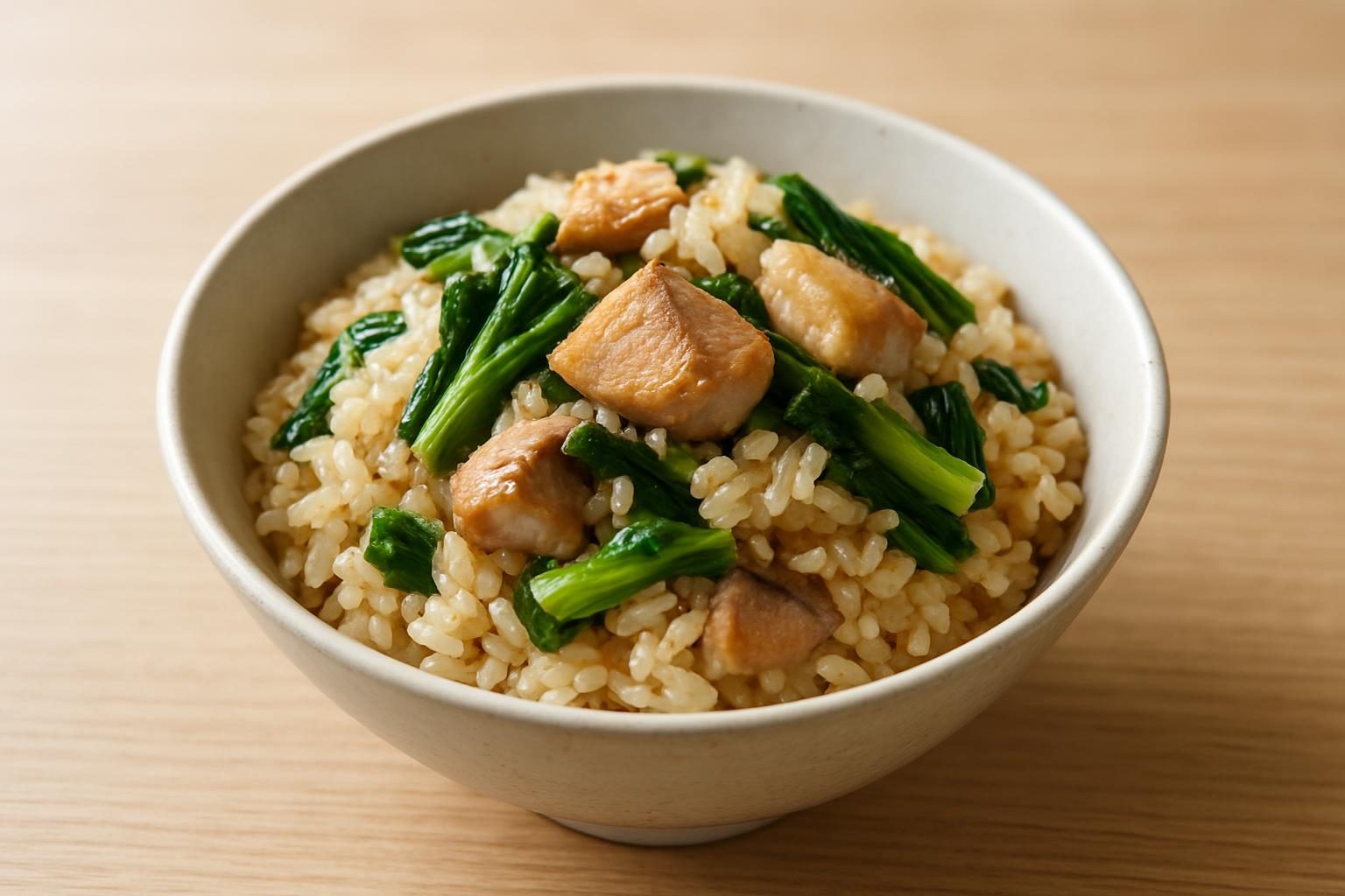 小松菜とぶりの炊き込みご飯