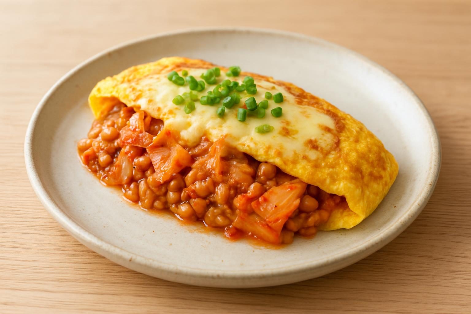 納豆とキムチのチーズオムレツ