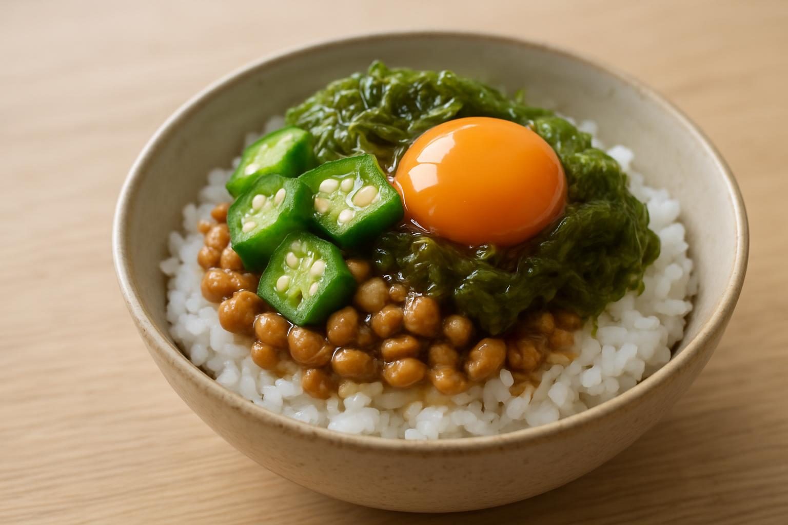 納豆とオクラのねばねば丼