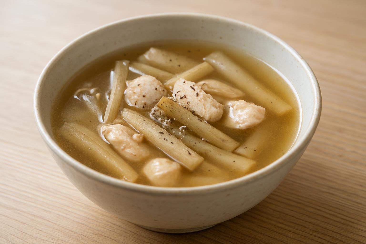 ごぼうと鶏むね肉のスープ