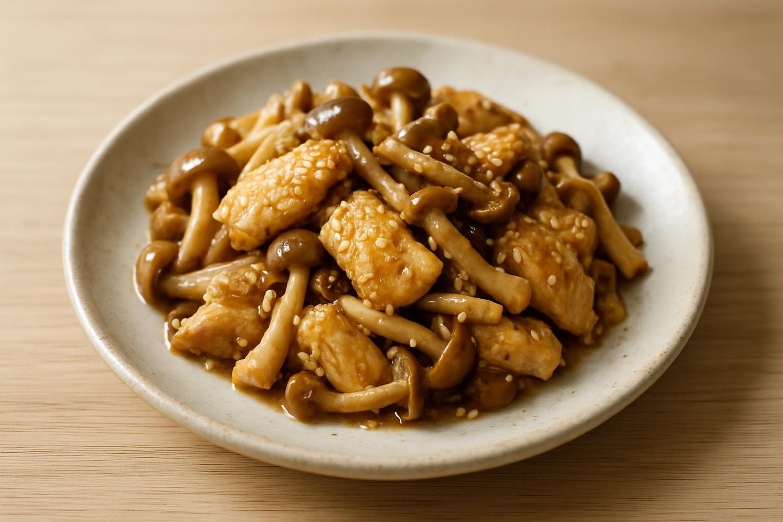 きのこと鶏むね肉のごま和え