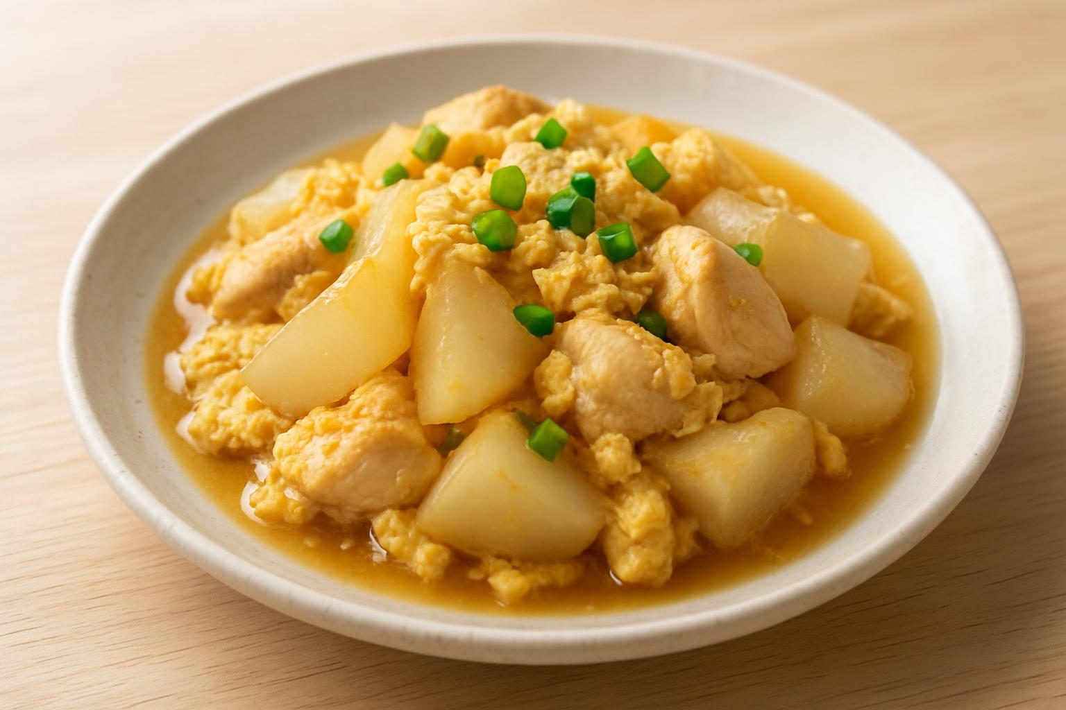 大根と鶏むね肉の卵とじ