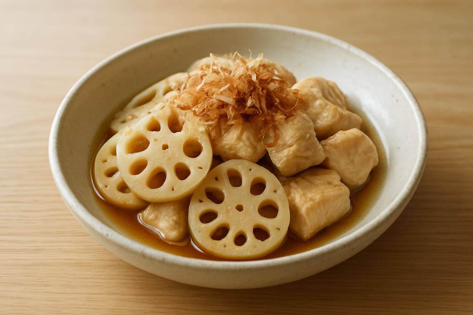 れんこんと鶏むね肉のおひたし