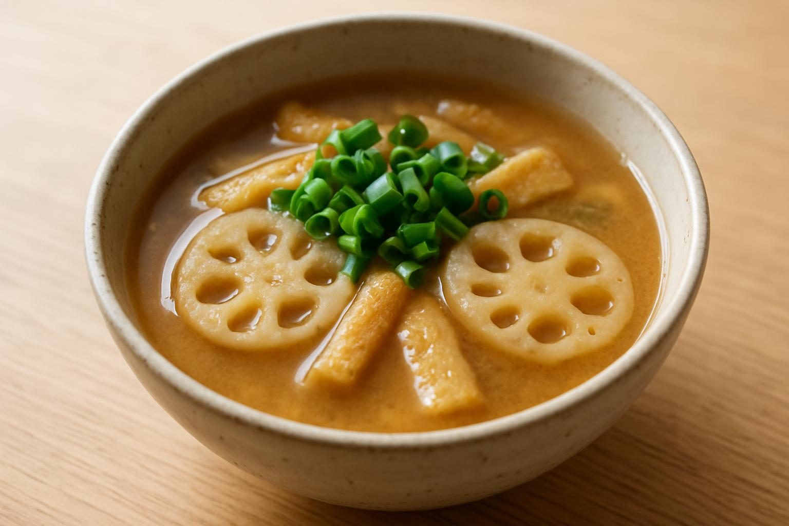 れんこんと油揚げのみそ汁