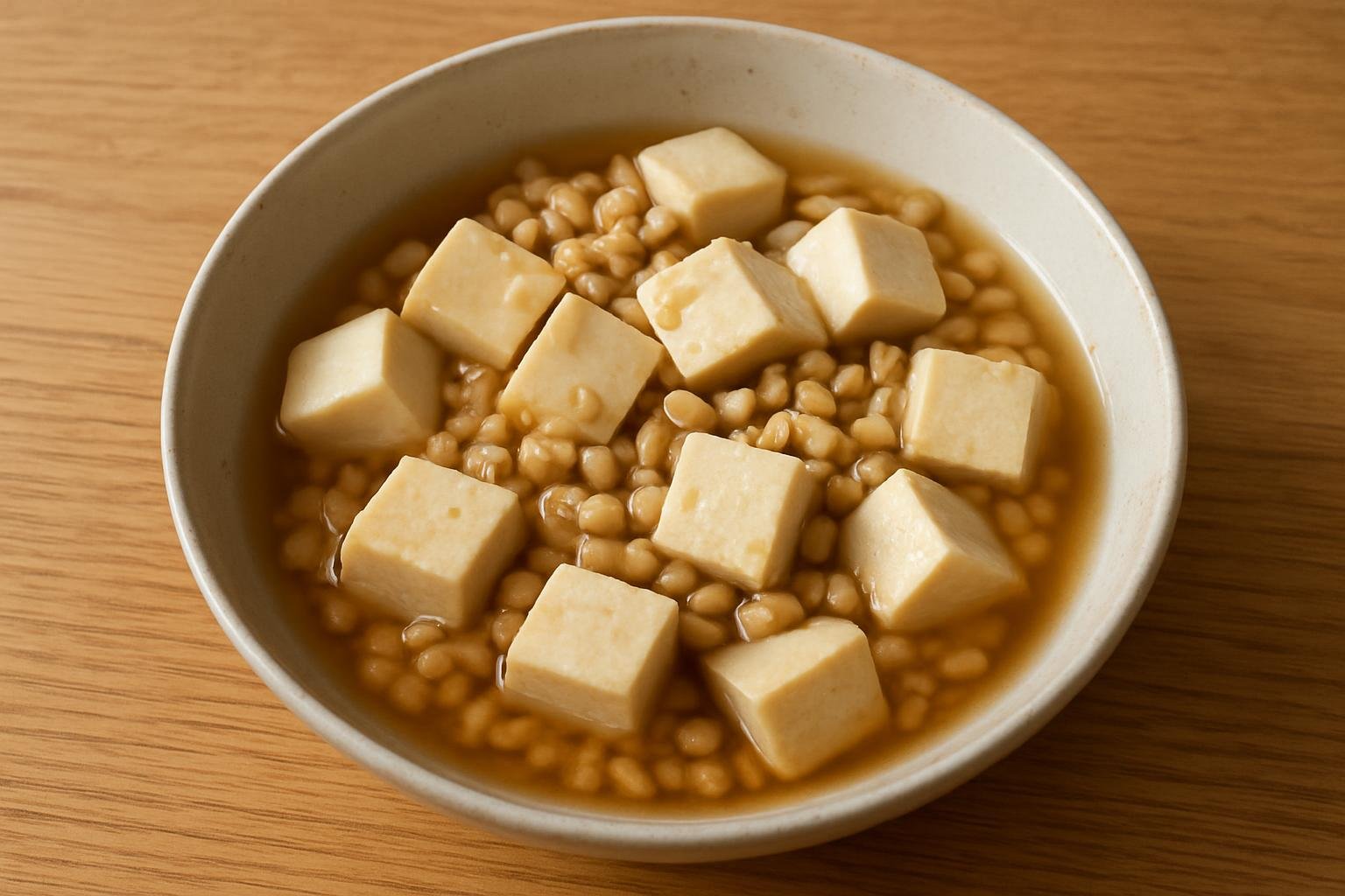 もち麦と豆腐のさっと煮