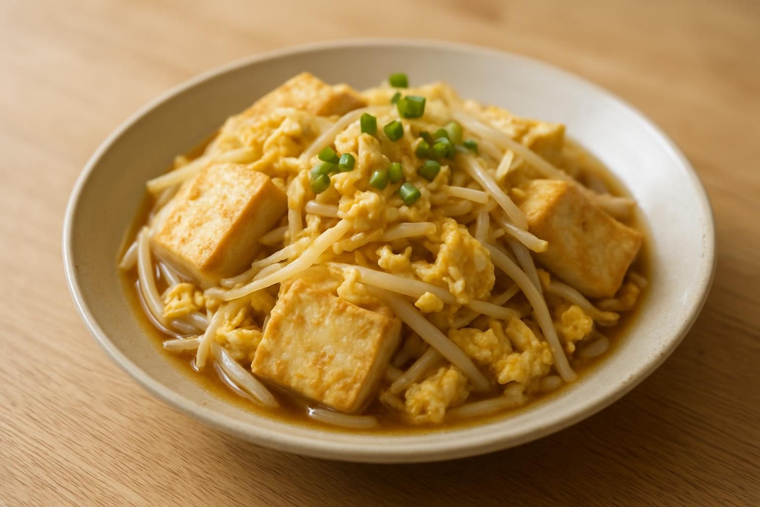 もやしと豆腐の卵とじ