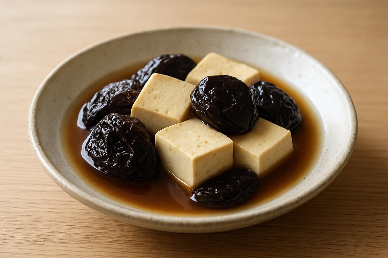 プルーンと豆腐の煮浸し