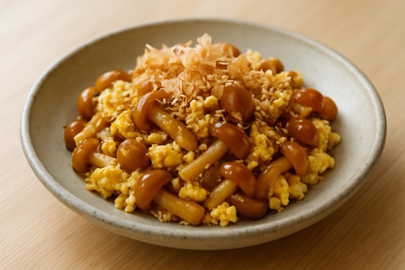 なめこと卵の和え物