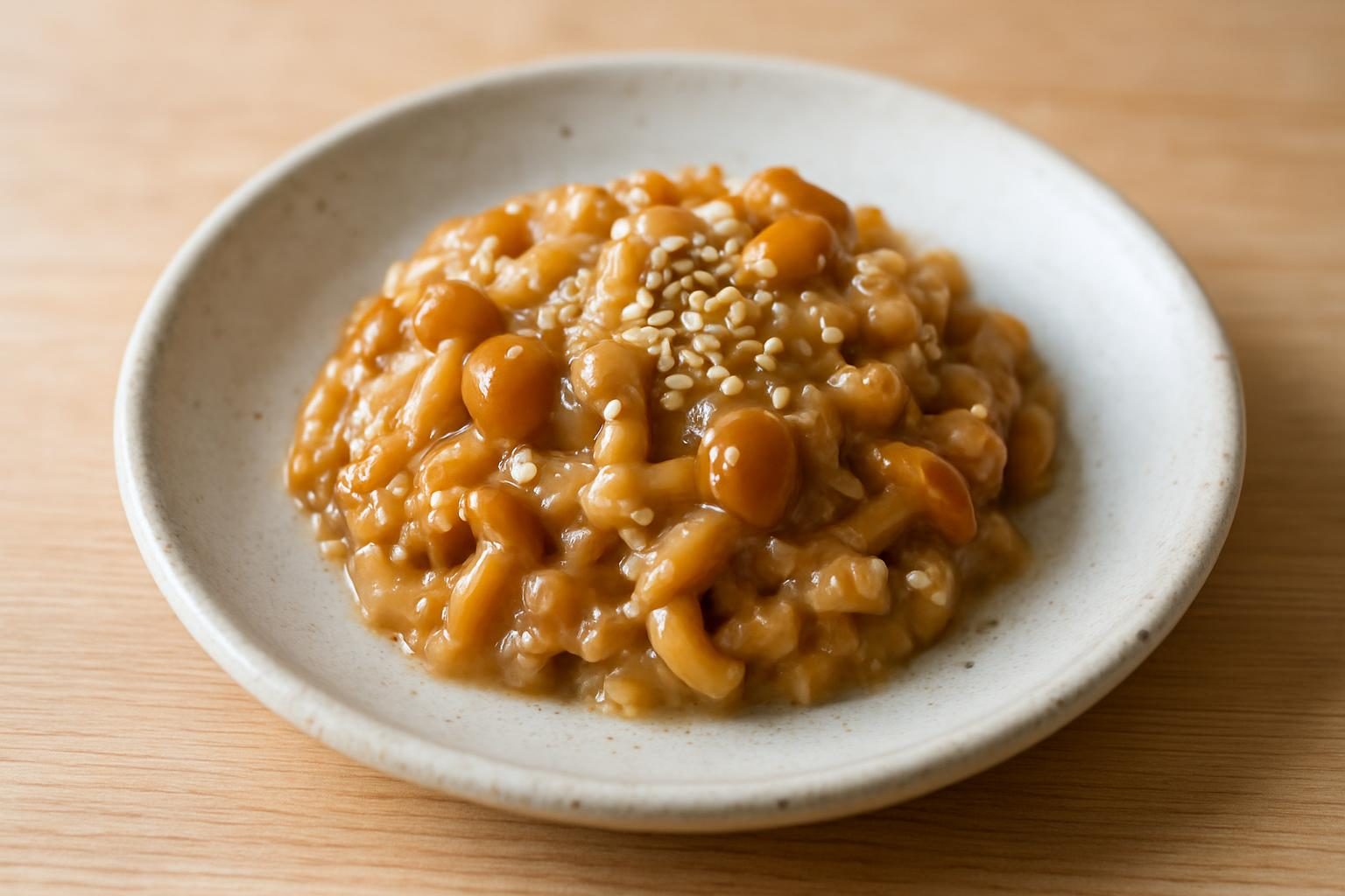 なめこと塩麹のごま和え