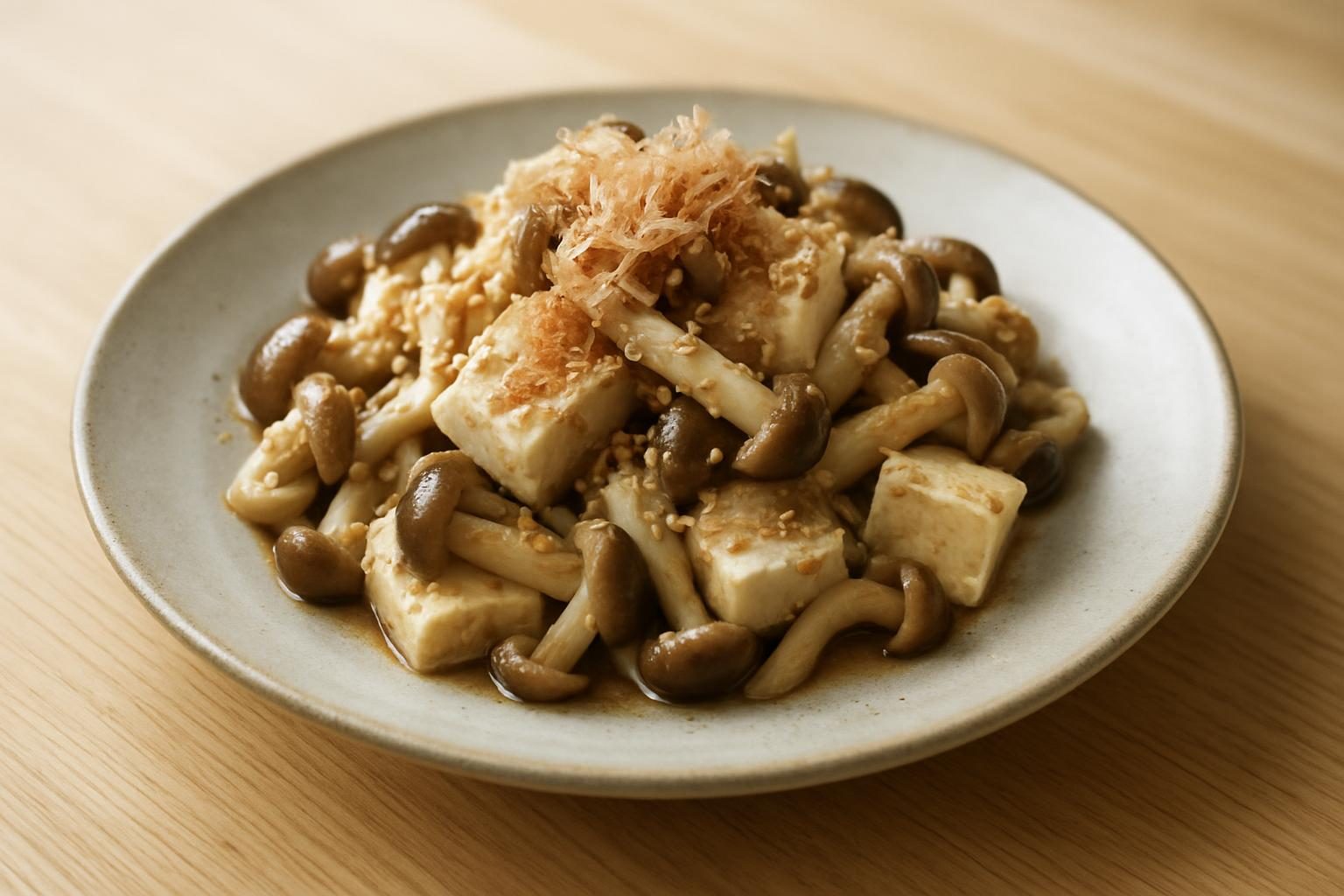 きのこと豆腐の和え物