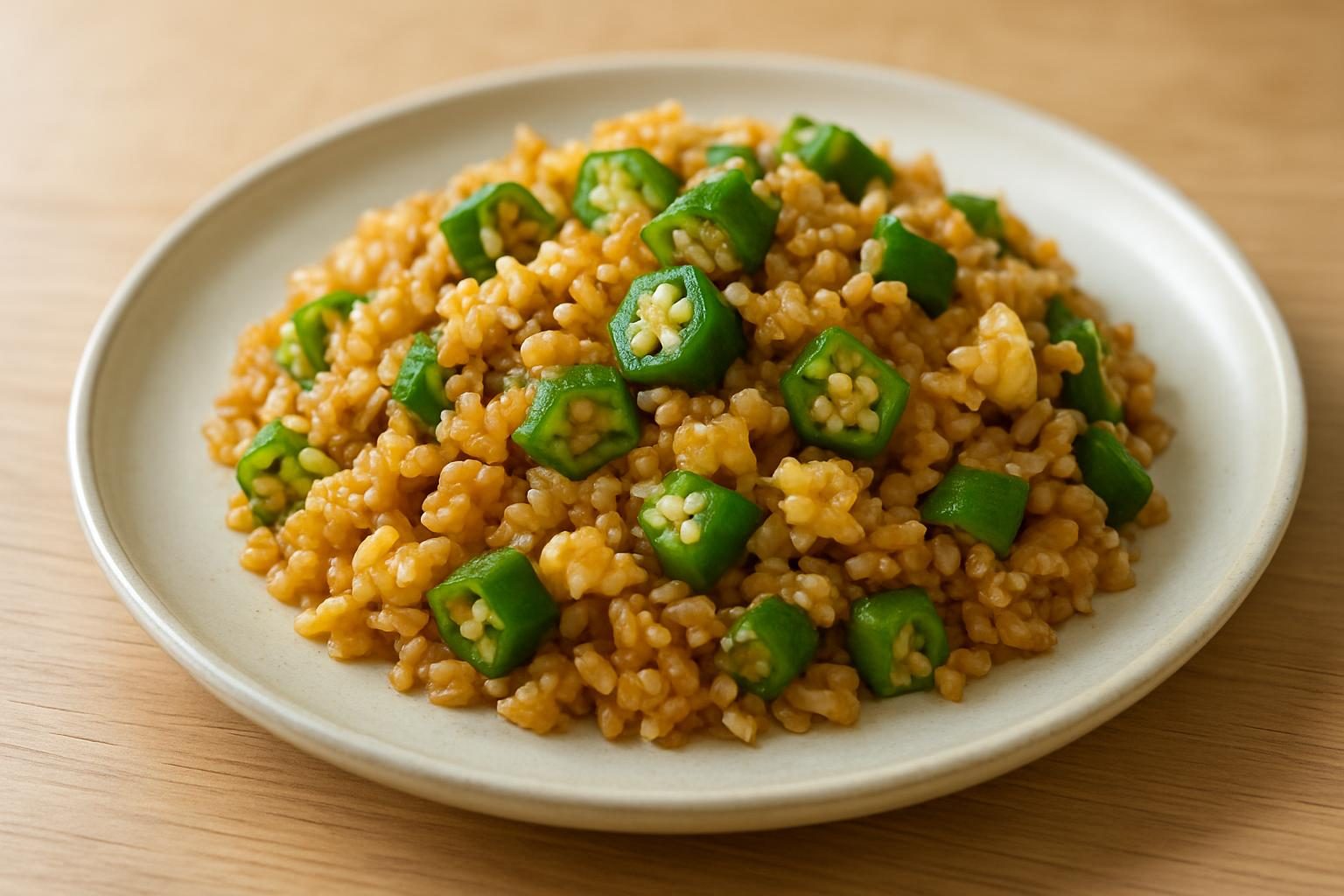 オクラと味噌のチャーハン