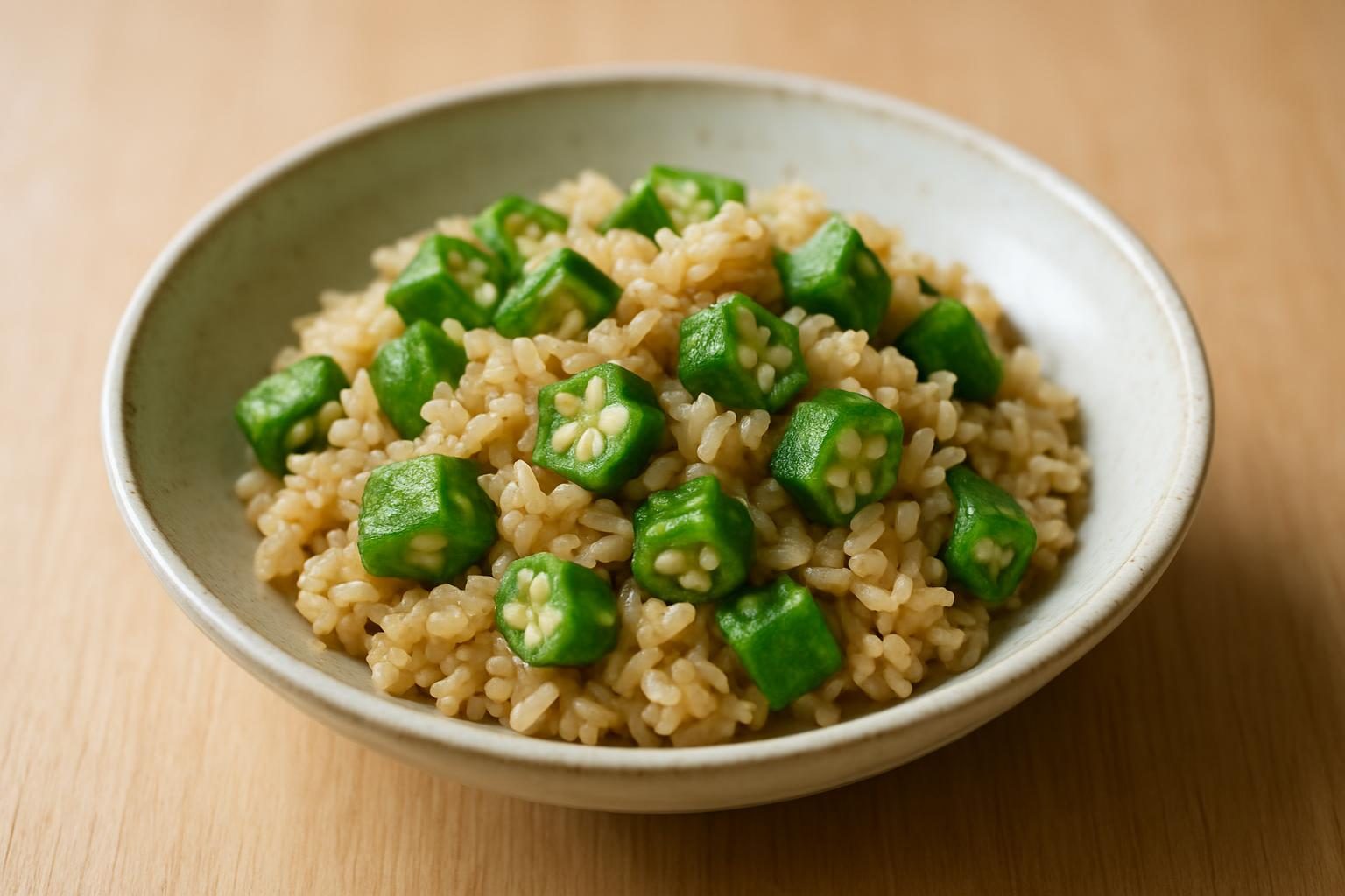 オクラと塩麹の炊き込みご飯