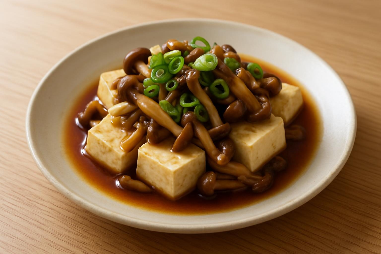 きのこと豆腐の香味だれ