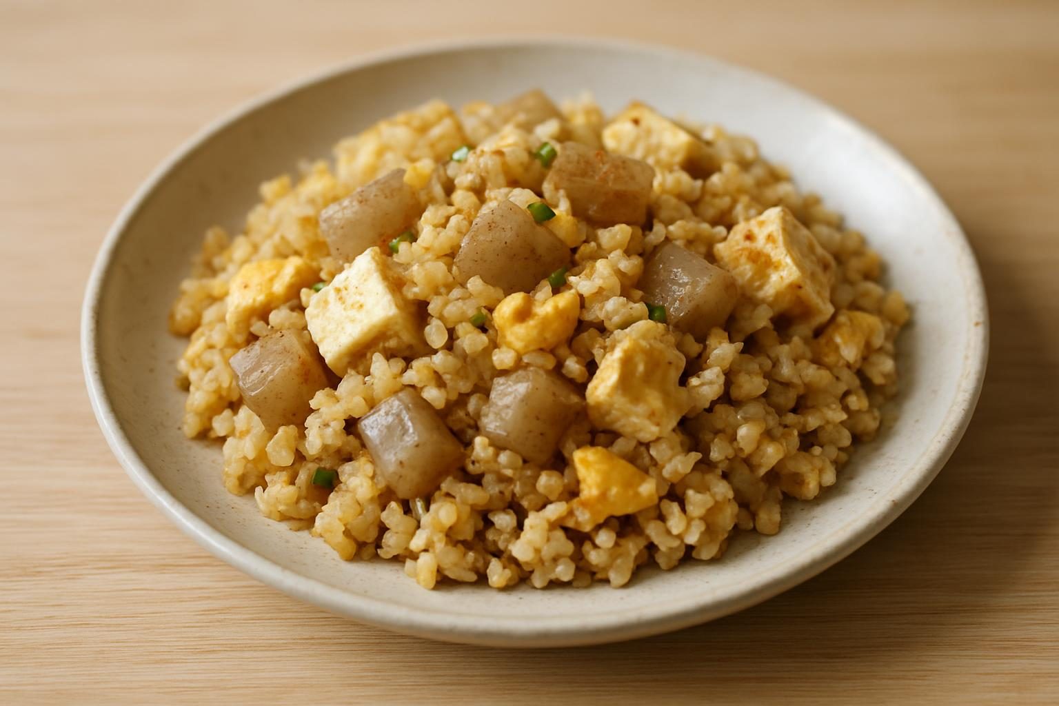 こんにゃくと豆腐のチャーハン