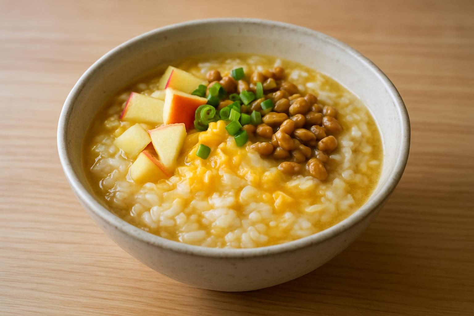 りんごと納豆の雑炊