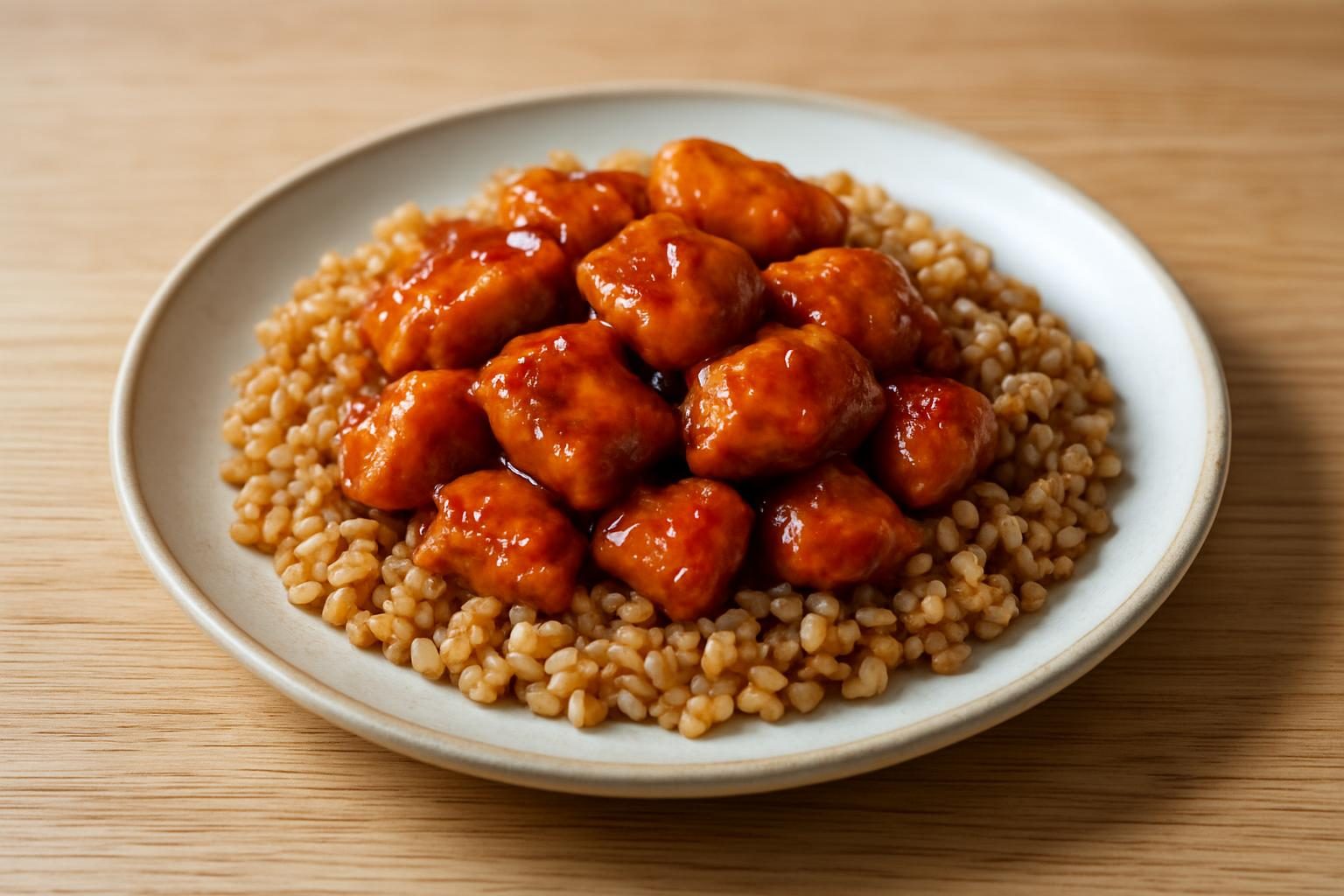 もち麦と鶏もも肉の甘酢炒め
