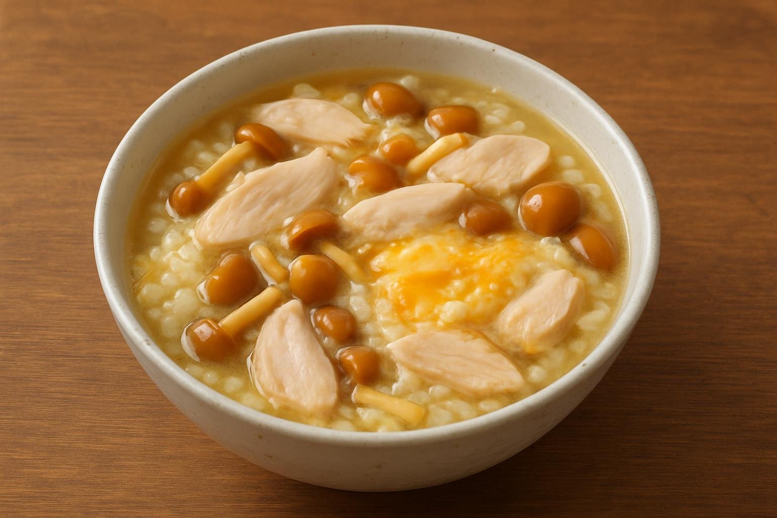 なめこと鶏むね肉の雑炊