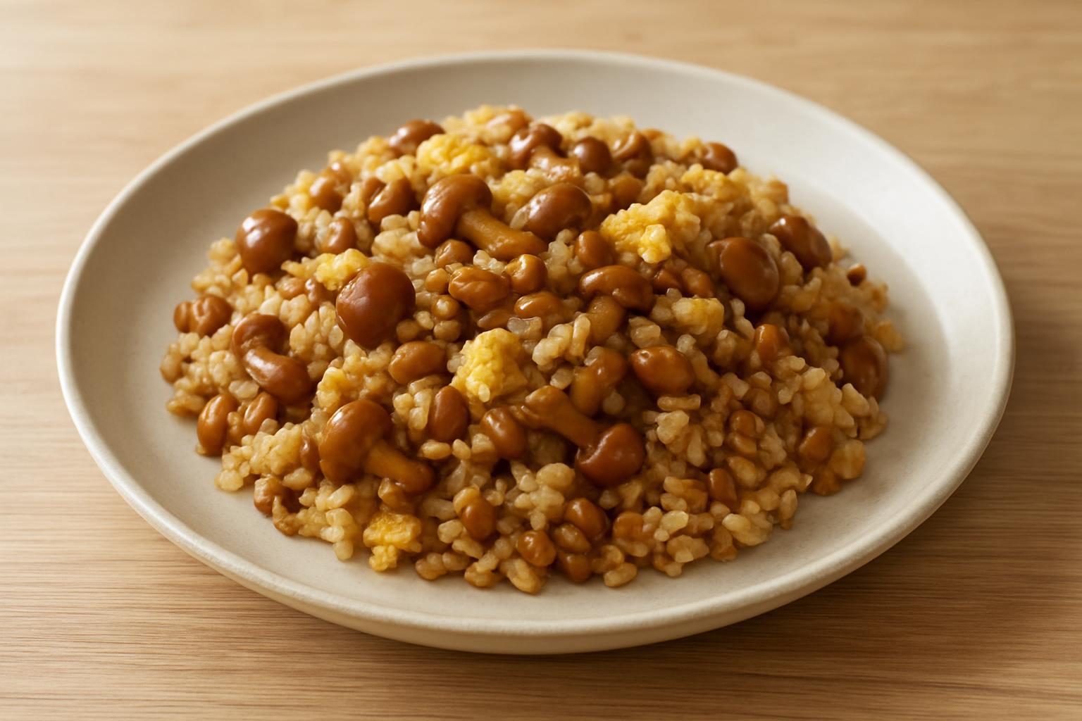 なめこと納豆のチャーハン