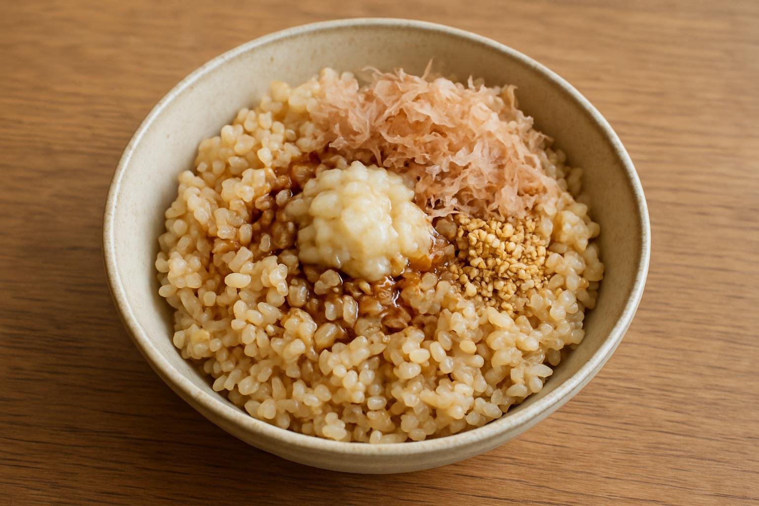玄米ごはんと塩麹の和え物