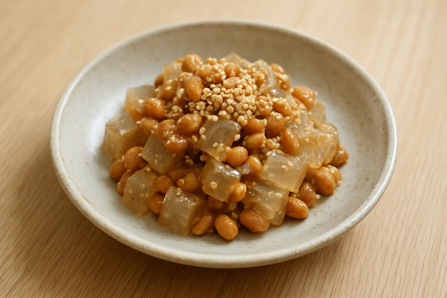 寒天と納豆のごま和え