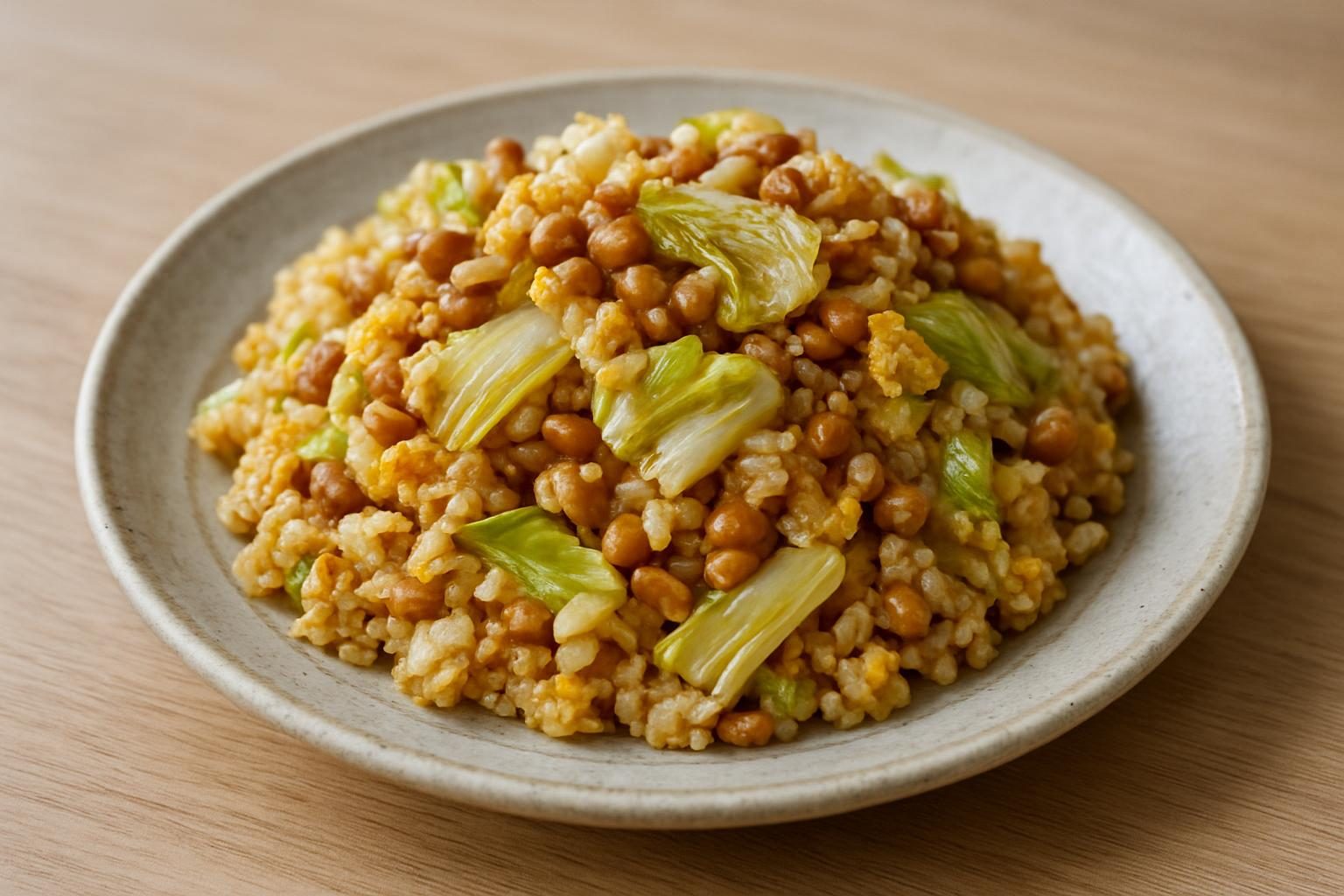 白菜と納豆のチャーハン