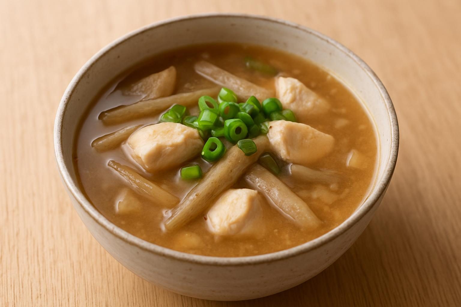 ごぼうと鶏むね肉のみそ汁